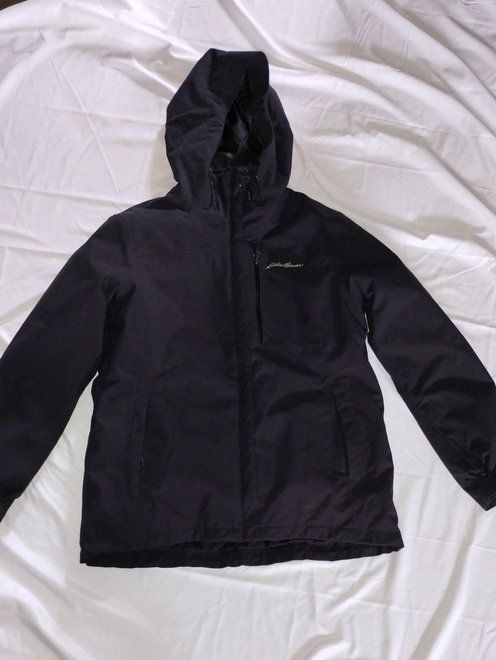 Eddie Bauer Black Womens L Weathers edge Plus Hooded Shell Jacket With Lining
